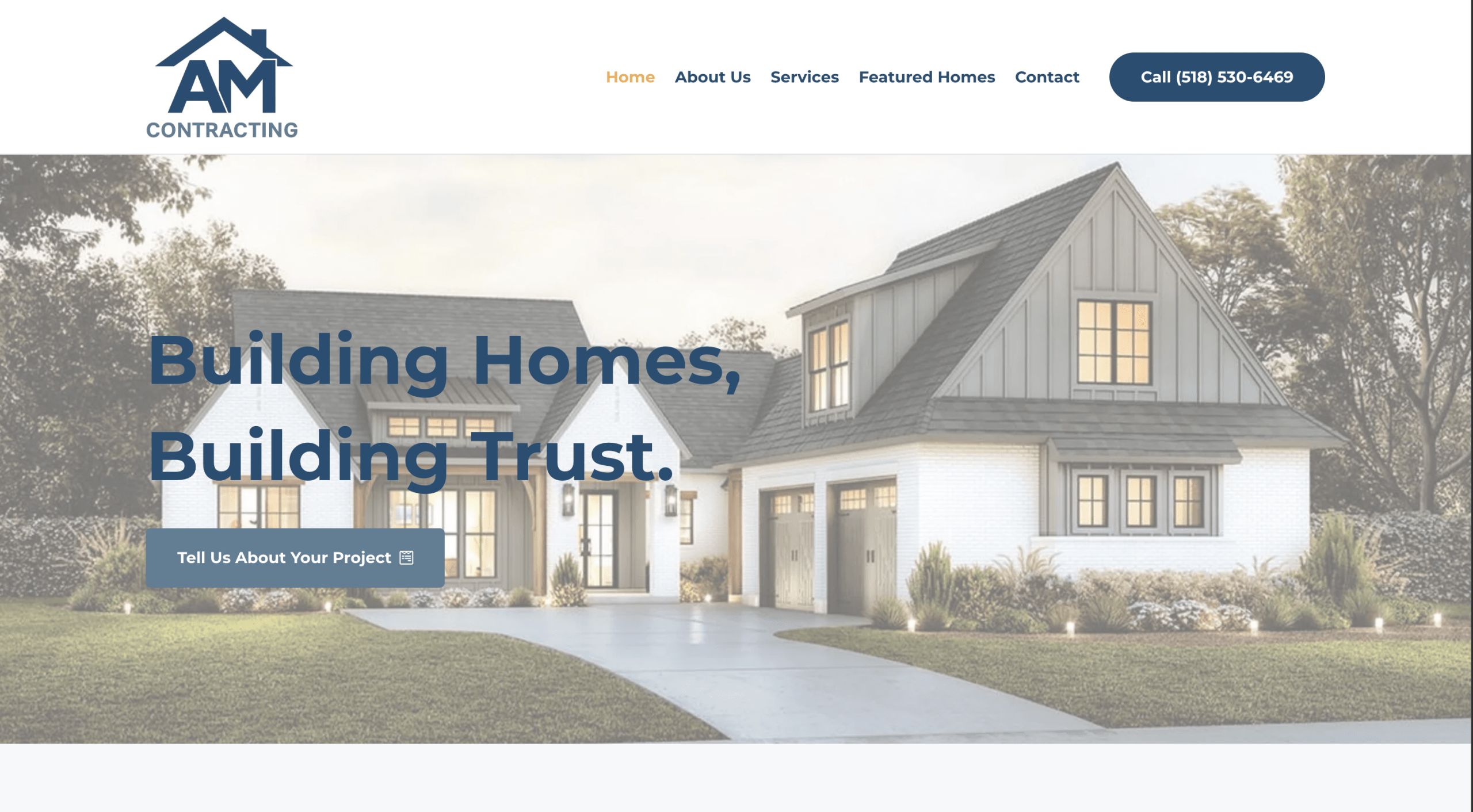 website design homepage for construction business